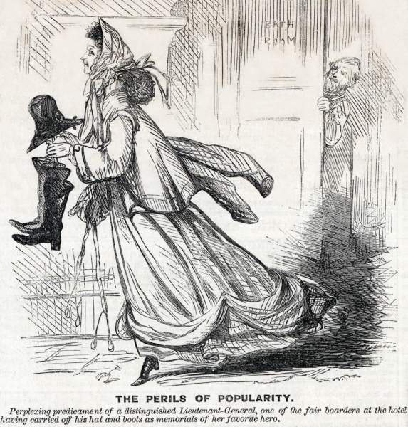 "The Perils of Popularity," cartoon, Frank Leslie's Illustrated, September 23, 1865
