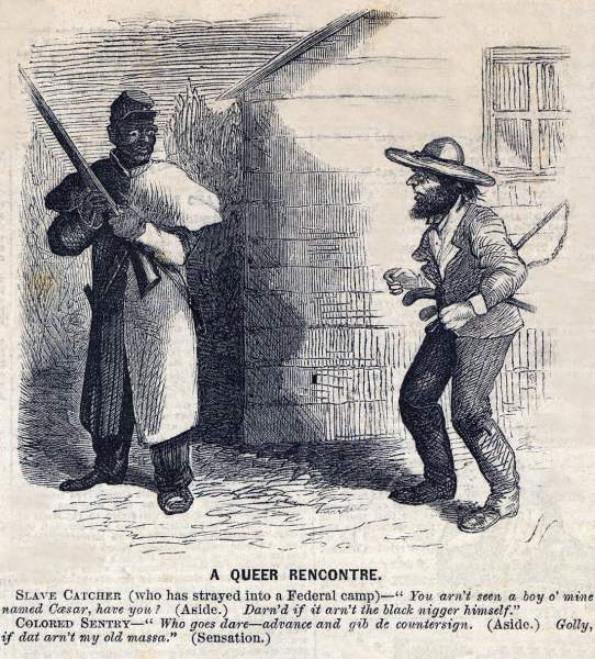 "A Queer Recontre," cartoon, March 7, 1863