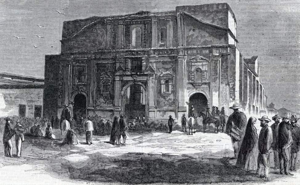 Ruins of the Church of the Compania, Santiago, Chile, December 1863, artist's impression