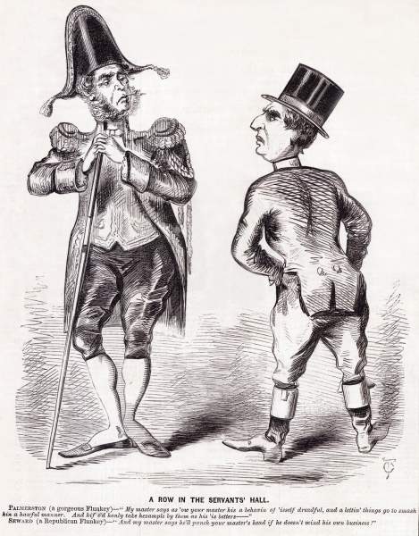 "A Row In the Servants' Hall," cartoon, November 23, 1861, zoomable image