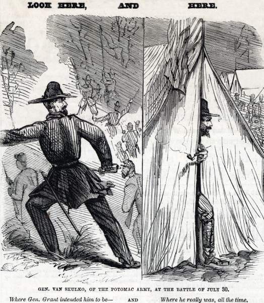 "Look Here, and Here," cartoon, Frank Leslie's Illustrated, August 27, 1864