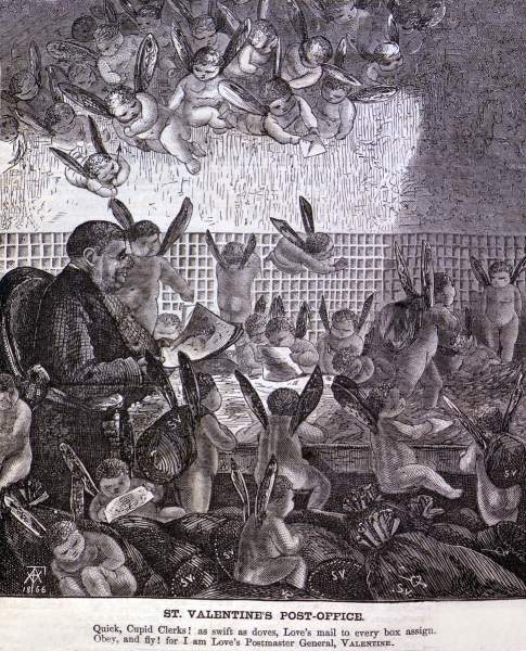 "Saint Valentine's Post-Office," cartoon, Harper's Weekly Magazine, February 17, 1866