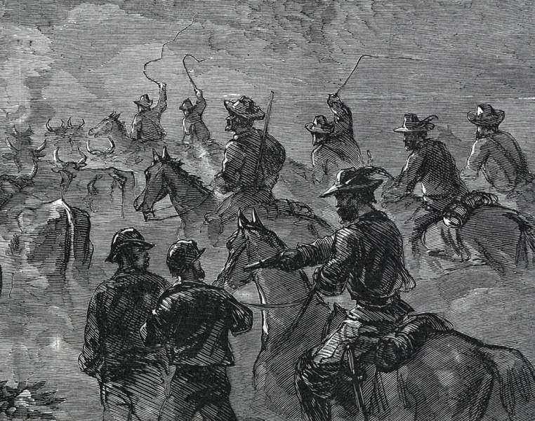 The "Beefsteak Raid," Prince George County, Virginia, September, 1864, artist's impression, detail