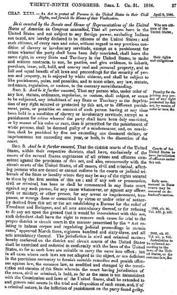 Civil Rights Act of 1866, April 9, 1866