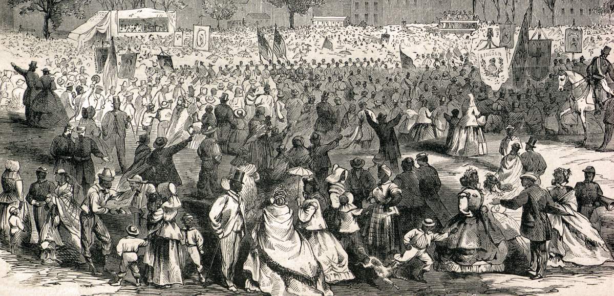 Anniversary celebration of District of Columbia Emancipation, Washington D.C., April 19, 1866, artist's impression, detail