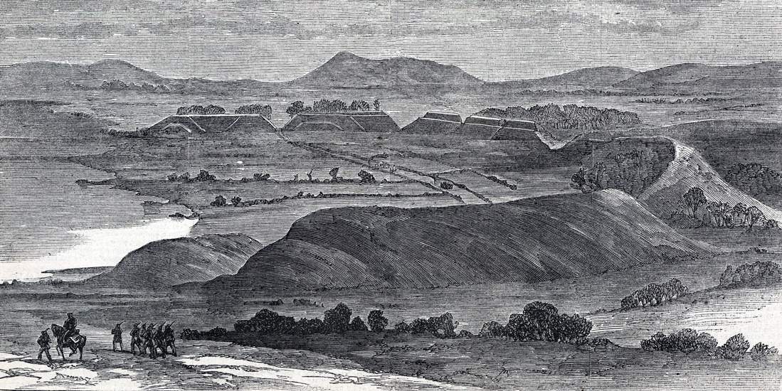 "The Dannewerke," Danish defensive position against The German Federation, February 1864, artist's impression