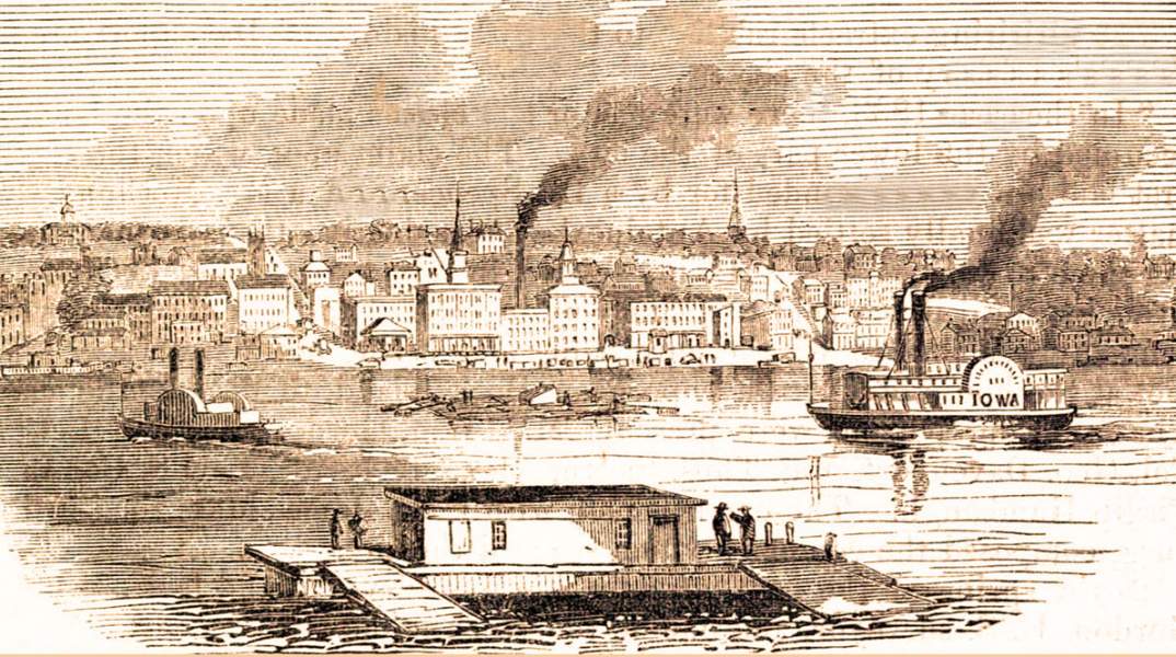 Davenport, Iowa, 1861, artist's impression