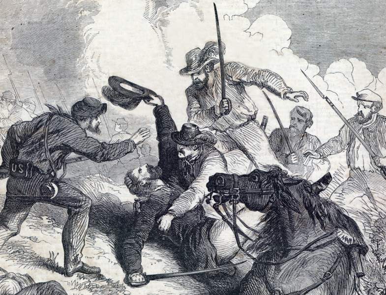 Death of General Nathaniel Lyon, Wilson's Creek, Missouri, August 10, 1861, artist's impression  