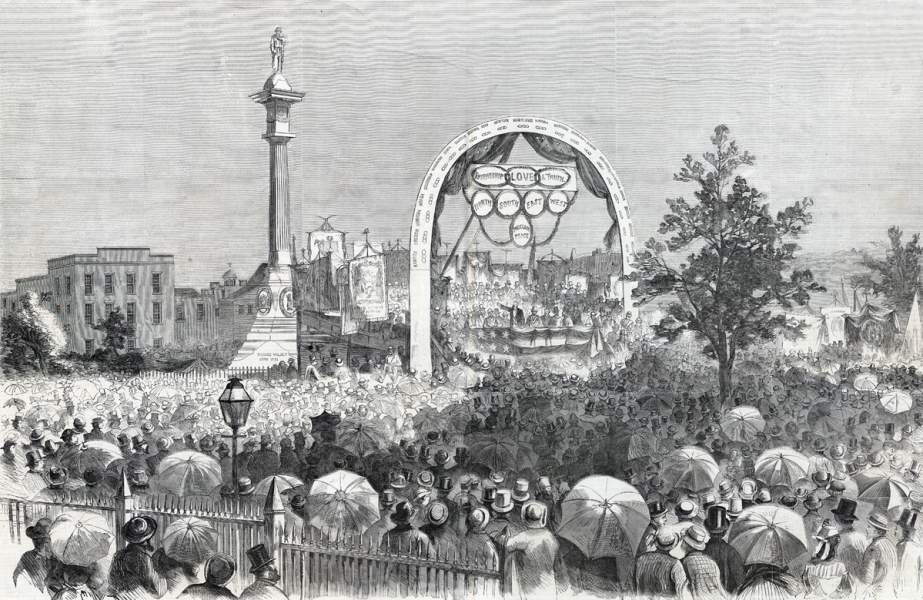 Dedication of the Odd Fellows Monument, Baltimore, Maryland, September 20, 1865, artist's impression