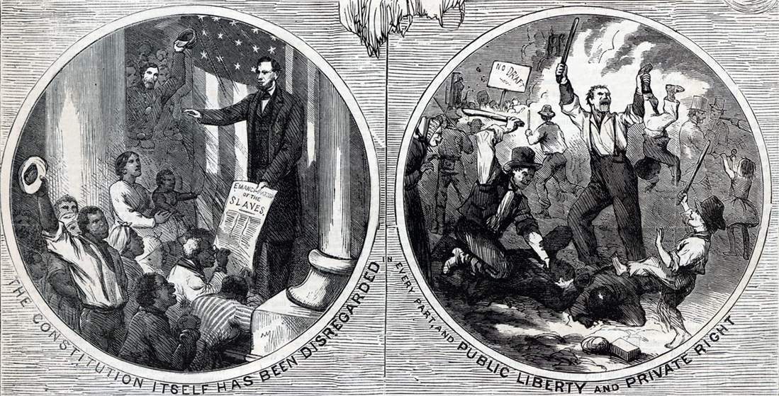"The Chicago Platform," Thomas Nast, Harper's Weekly, October 15, 1864, further detail