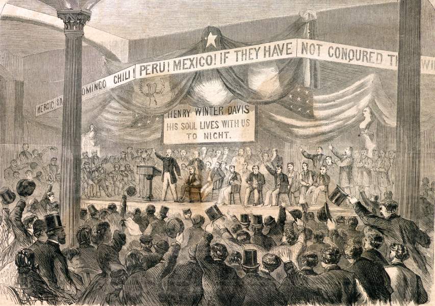 Meeting in support of the Monroe Doctrine, Cooper Union, New York City, January 6, 1866, artist's impression