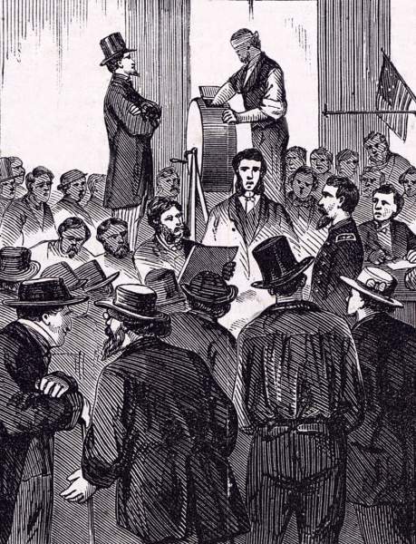 Draft drawings resuming in New York City's Sixth District, August 19, 1863, artist's impression, further detail 