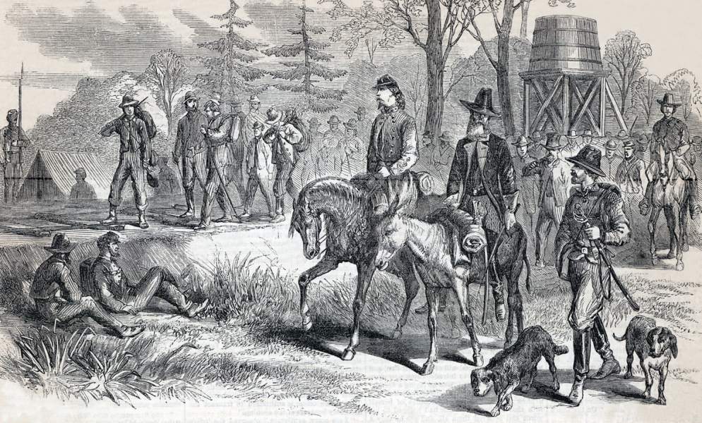 General Kirby Smith's Confederate army goes home, Shreveport, Louisiana, May 23, 1865, artist's impression.