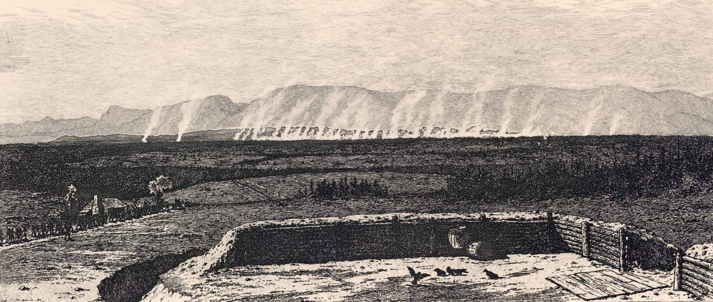 "A Distant Battle," Edwin Forbes, copper plate etching, 1876, zoomable image