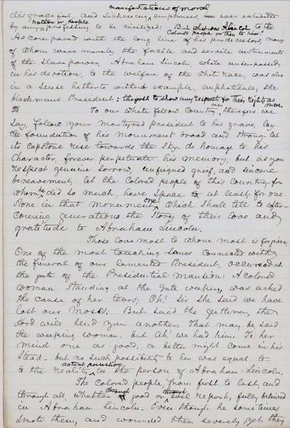 Frederick Douglass, Eulogy on Abraham Lincoln, June 1, 1865 (segment)