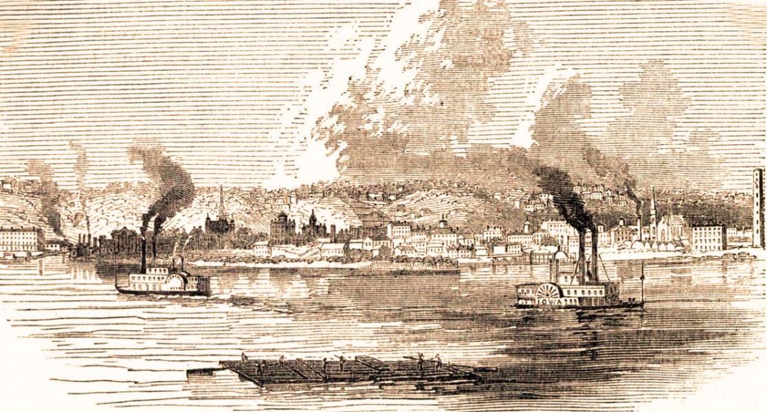 Dubuque, Iowa, 1861, artist's impression