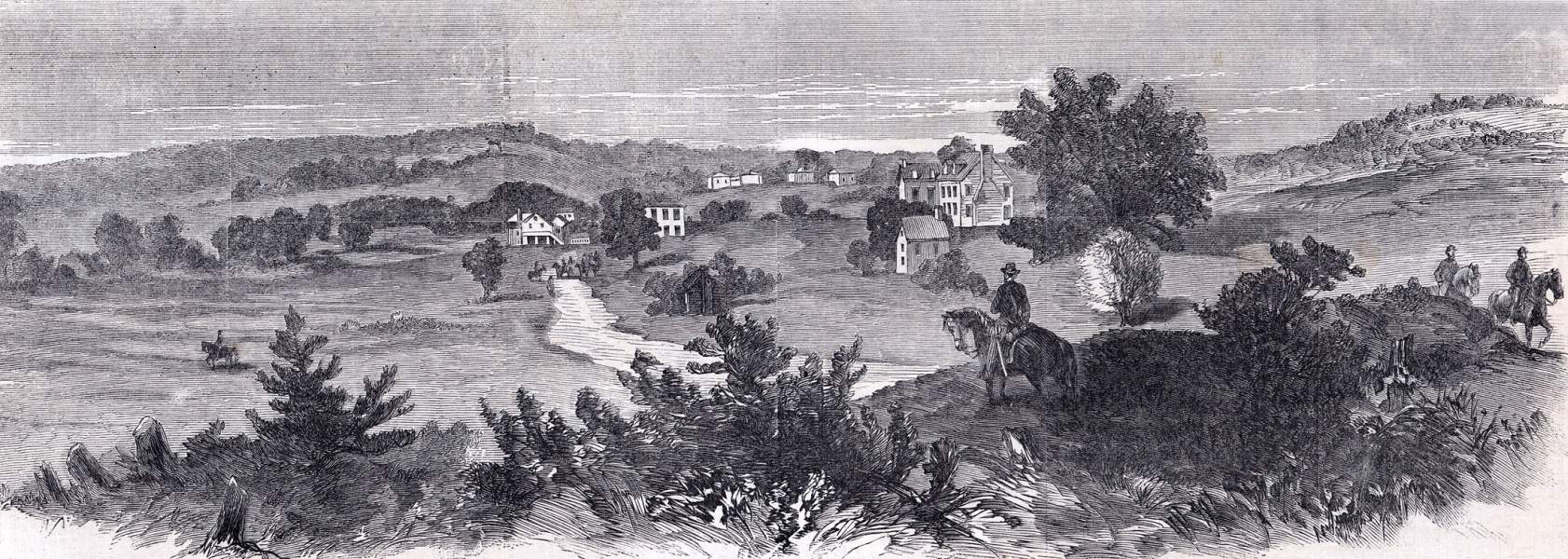 Dumfries, Virginia, July 1863, artist's impression, zoomable image