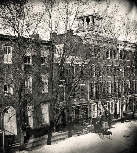 East High Street, Carlisle, Pennsylvania, north side looking east, circa 1873, zoomable image