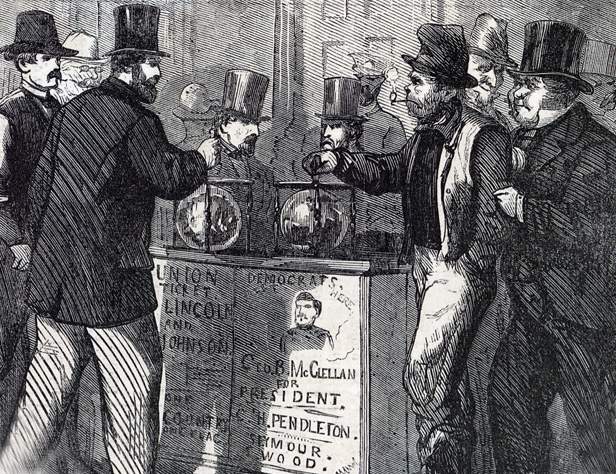 "Election Day, November 8, 1864," Thomas Nast, Harper's Weekly, November 12, 1864, further detail