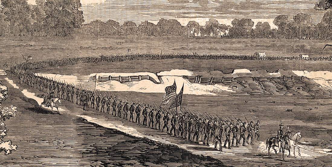 Union troops entering Port Hudson, July 9, 1863, artist's impression, detail