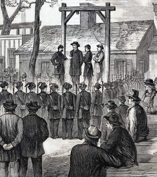 Execution of Champ Ferguson for war crimes, Nashville, Tennessee, October 20, 1865, artist's impression, detail