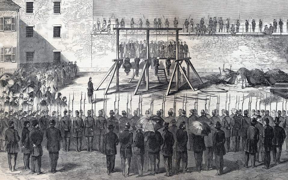Execution of the Lincoln Assassination Conspirators, Washington D.C., July 7, 1865, artist's impression, zoomable image, detail