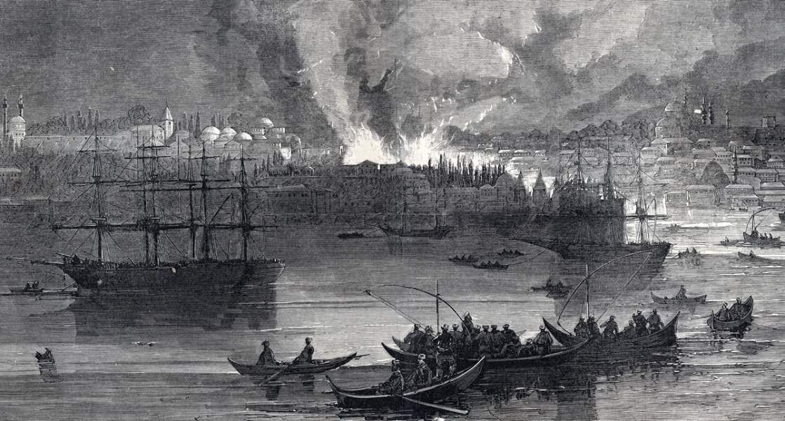 Fire in Constantinople, Turkey, September 5, 1865, artist's impression, detail
