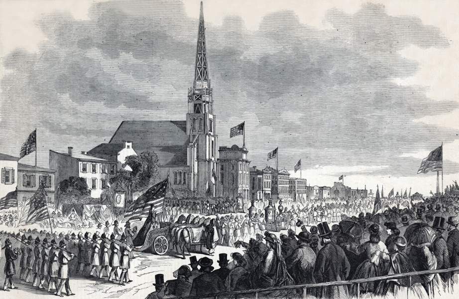 Fire Department Parade, Philadelphia, Pennsylvania, October 16, 1865, artist's impression