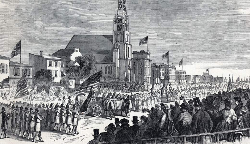 Fire Department Parade, Philadelphia, Pennsylvania, October 16, 1865, artist's impression, detail