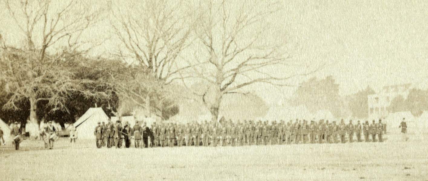 Dress Parade, First Regiment, South Carolina Volunteer Infantry, Beaufort, South Carolina, circa 1863, zoomable image