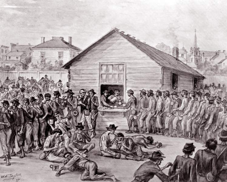 "Drawing Rations," Florence Stockade, Florence, South Carolina, drawing