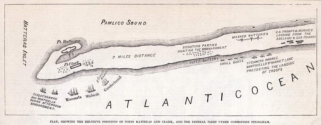 Forts Hatteras and Clark in the Pamlico Sound, North Carolina, September 1861, map