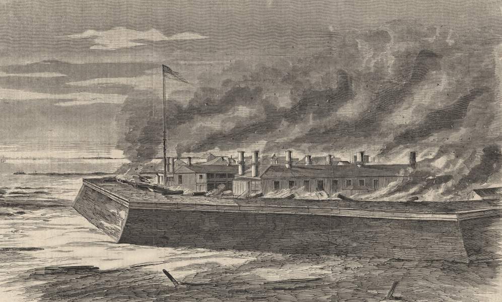 Evacuation of Fort Moultrie, South Carolina, December 1860, artist's impression, zoomable image