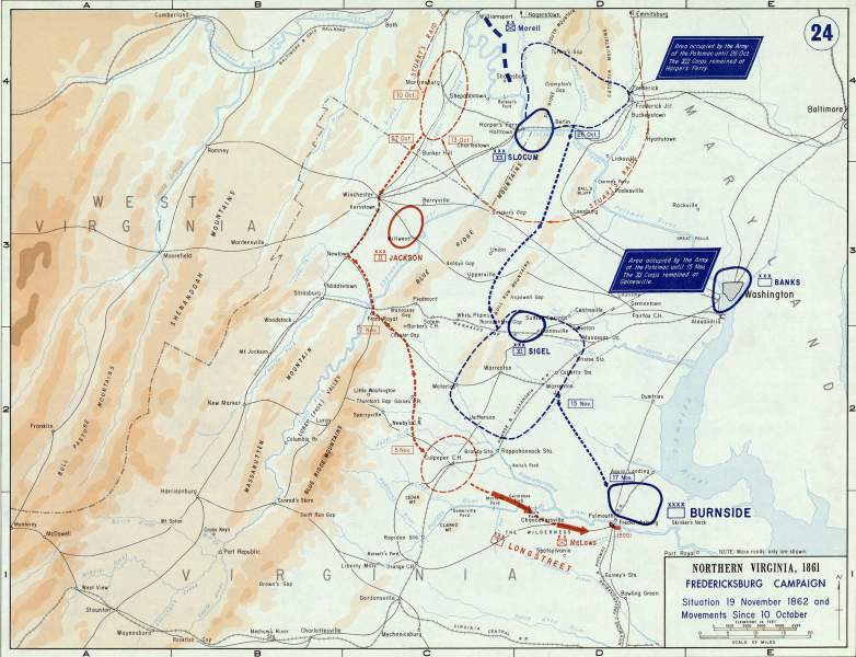 Fredericksburg Campaign, November 1862, campaign map, zoomable image