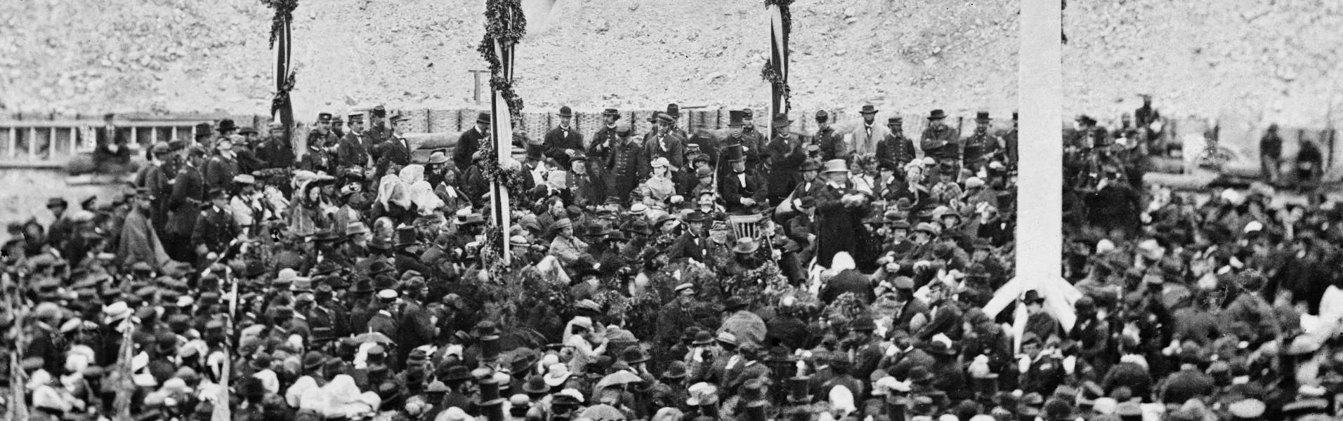 Speakers' Platform, Flag Raising Ceremony at Fort Sumter, South Carolina, April 14, 1865, zoomable photograph