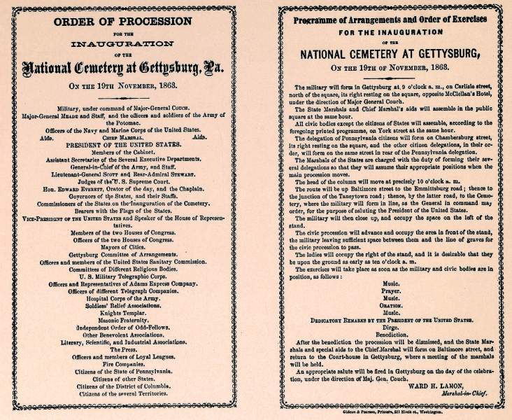 Program for the Dedication of the Soldier's Cemetery, Gettysburg, Pennsylvania, November 19, 1863, zoomable image