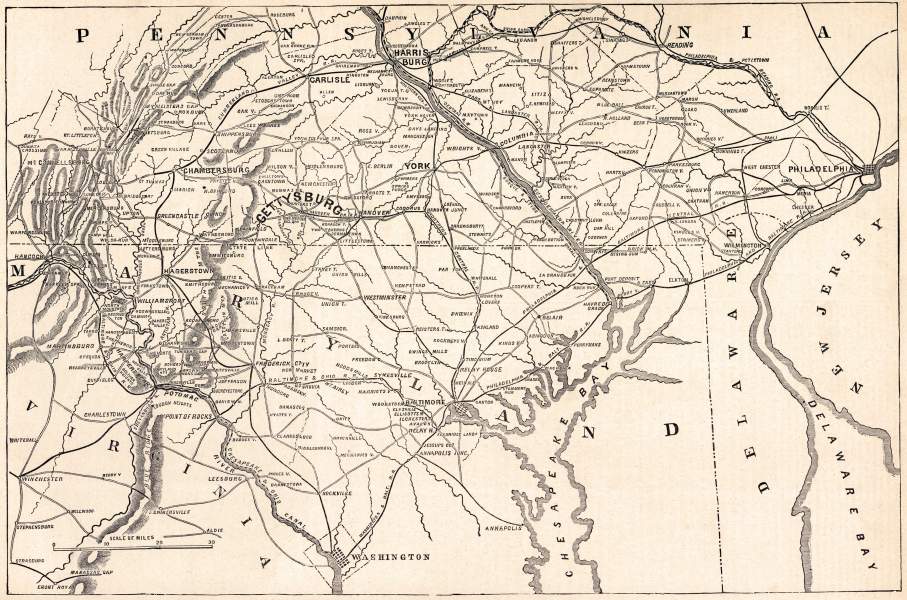 Gettysburg Campaign, 1863, theater of operations zoomable map