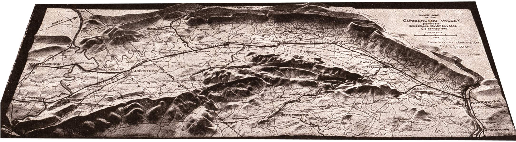 Gettysburg Campaign, relief map, zoomable