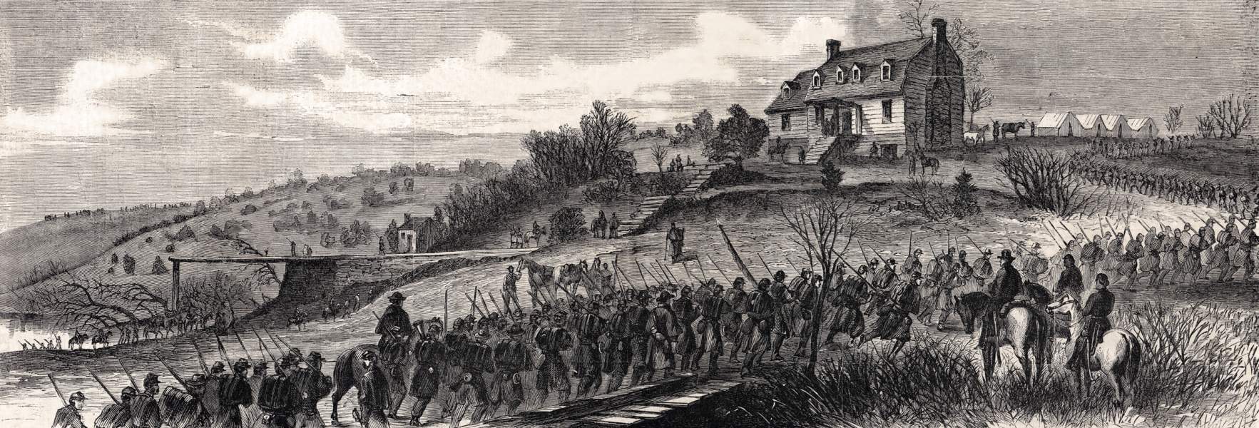 Germania Ford, Mine Hill Campaign, November 1863, artist's impression, zoomable image