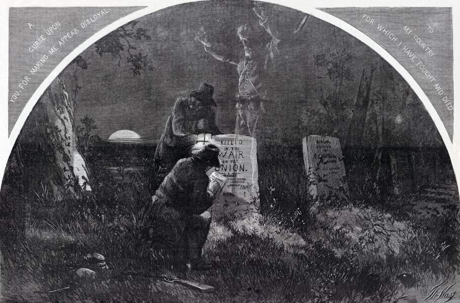 "How the Copperheads Obtain their Votes," Thomas Nast, Harper's Weekly, November 12, 1864, zoomable image