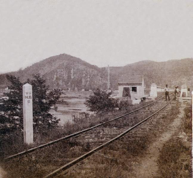 Pennsylvania Rail Road Bridge across the Susquehanna River near Harrisburg, Pennsylvania, from the west, circa 1861