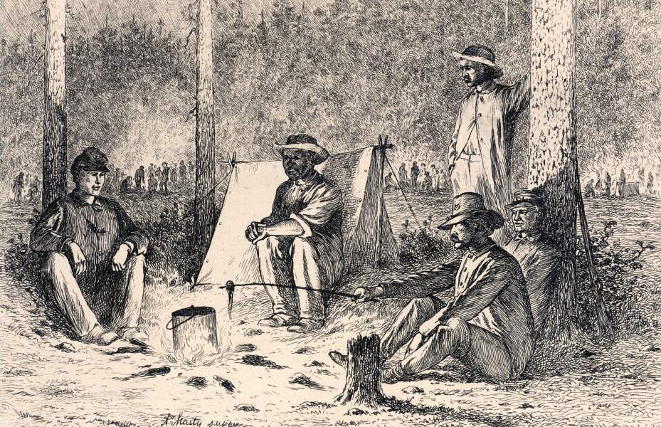 "A Hasty Supper on the Battle Field," Edwin Forbes, copper plate etching, 1876, zoomable image