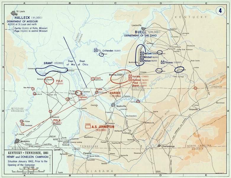 Forts Henry and Donelson Campaign, January 1862, campaign map, zoomable image