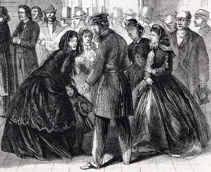 Citizens Seeking Assurances, Jersey City "Ghost" Hoax, Jersey City, New Jersey, September 1865, artist's impression, detail