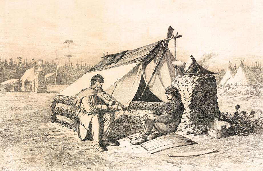 "Home Sweet Home," Edwin Forbes, copper plate etching, 1876, zoomable image