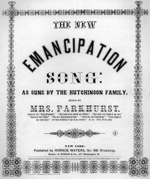 “The New Emancipation Song,” sheet music cover, 1864
