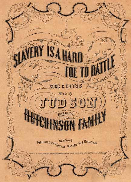 “Slavery is a Hard Foe to Battle,” sheet music cover, 1855