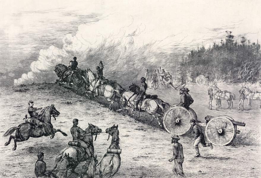 "Going Into Action," Edwin Forbes, copper plate etching, 1876, zoomable image