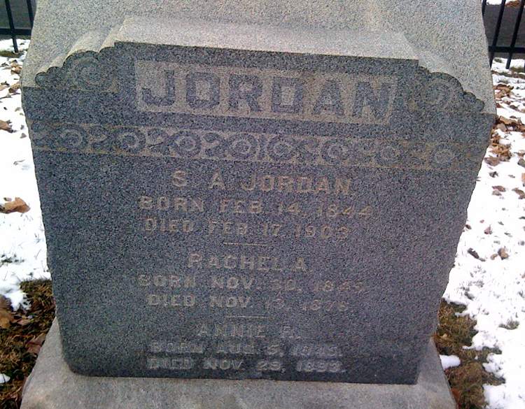 Jordan Headstone, Memorial Park, Carlisle, Pennsylvania, January 2011