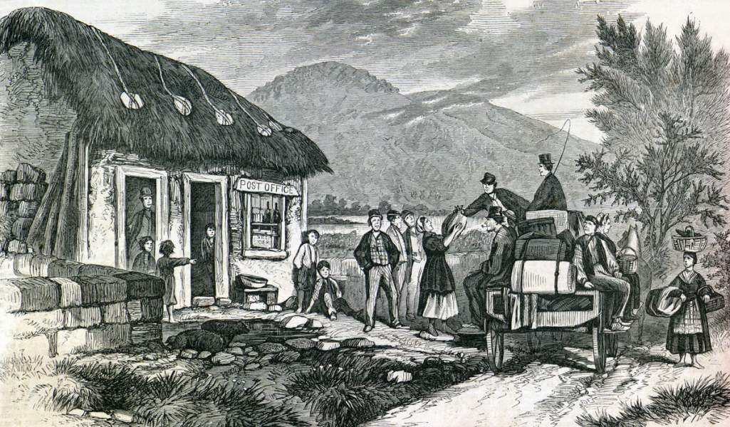 Rural Post Office, near Killarney, County Kerry, Ireland, 1866, artist's impression